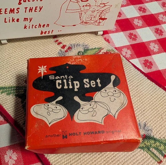 💥SOLD💥Holt Howard Full Set Porcelain Santa Tree Clip's With Original Box - Picture 3 of 8